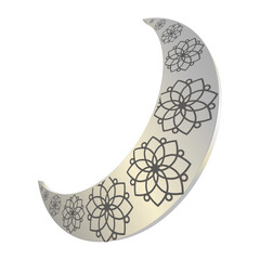Vector illustration of 3D Islamic crescent moon on transparent background