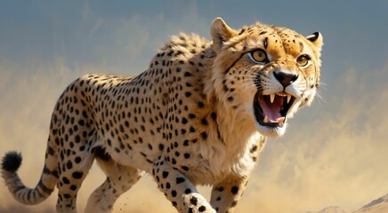 Fantasy Illustration of a wild animal cheetah. Digital art style
