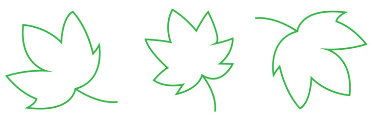 Leaf simple line icons set. Leaf icon vector