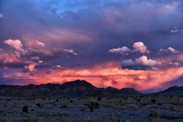 Sunset along Route 127 near Dumont Dunes in the Mojave Desert