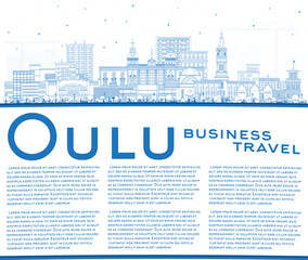 Oulu Finland city skyline with blue buildings and copy space. Oulu cityscape with landmarks. Business travel and tourism concept with modern and historic architecture.