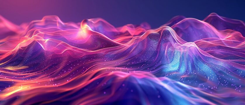 Futuristic fluid waves in neon 3D