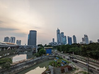 Cityscape of Jakarta With Building Landmark View at Afternoon