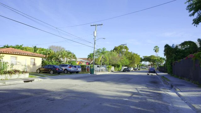 Miami neighborhood near SW 8th Street stock footage 2024