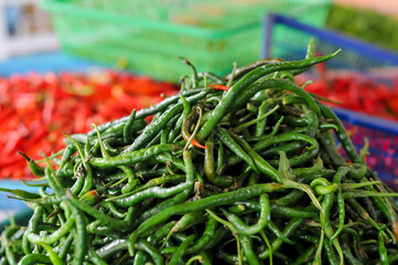 green chilies in traditional markets