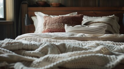 Embrace nighttime bliss with a bed showcasing deluxe pillows and a blanket for supreme comfort