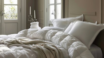 Embrace nighttime bliss with a bed showcasing deluxe pillows and a blanket for supreme comfort