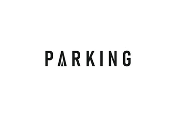 modern parking logo type design vector template. clean parking typography icon logo vector design isolated on white background