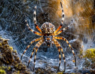 Close up macro shot of a European garden spider.