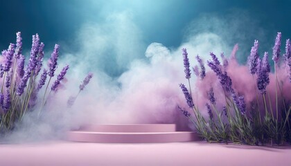 ai generative of hyper realistic of light stage with the lavender, pink clouds and other - obrazy, fototapety, plakaty