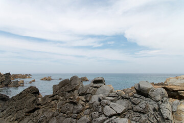 Fototapeta na wymiar View of the rocky seaside