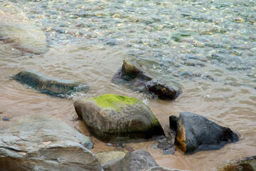 View of the pebbles at the beach
