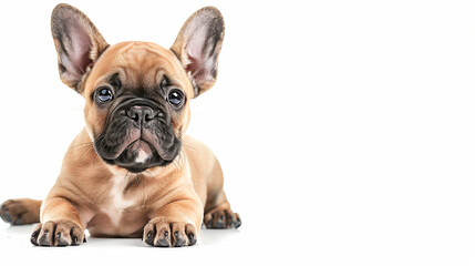 French Bulldog  puppy, puppy, white background, cute puppy, dog, mock up, photography