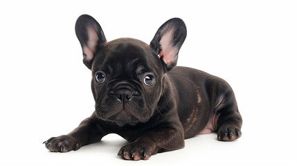 French Bulldog  puppy,  black, puppy, white background, cute puppy, dog, mock up, photography