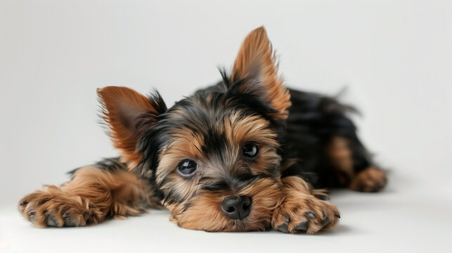 yorkshire puppy, puppy, white background, cute puppy, dog, mock up, photography