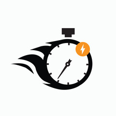 fast delivery timer icon, fast time logo, vector isolated on white background