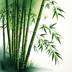 a branches of bamboo isolated on transparent background, cut out