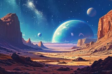 Planet Landscape: Captivating 3D Illustration