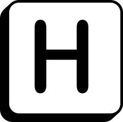 Square keycap letter h