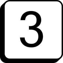 Square keycap letter number 3 three