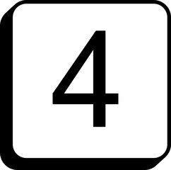 Obraz premium Square keycap letter number 4 four