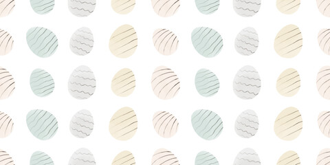 Cute illustration with colorful Easter eggs with watercolor texture, spring banner