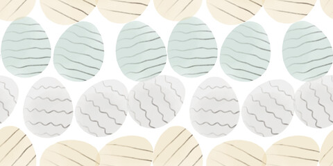 Fototapeta premium Cute illustration with colorful Easter eggs with watercolor texture, spring banner