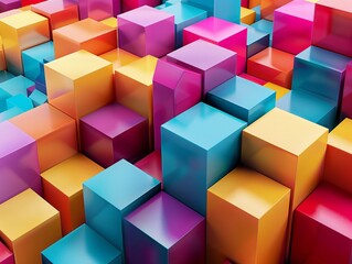 Fototapeta na wymiar 3D render of colorful abstract cubes
