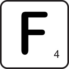 Scrabble line alphabet f - obrazy, fototapety, plakaty