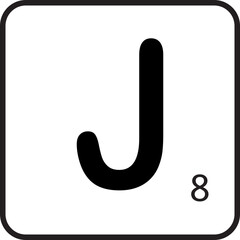 Scrabble line alphabet j
