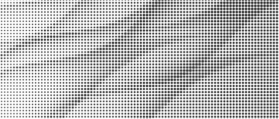 White background with black round halftone design forming dynamic waves