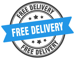 free delivery stamp. free delivery label on transparent background. round sign