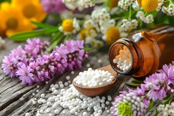 Fototapeta na wymiar Homeopathic Remedies and Natural Treatments for Holistic Health and Wellness on World Homoeopathy Day