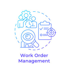 Work order management blue gradient concept icon. Production scheduling, prioritization. Round shape line illustration. Abstract idea. Graphic design. Easy to use in infographic, article