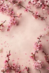 Cherry Blossoms Floral Blanket on Cream Backdrop