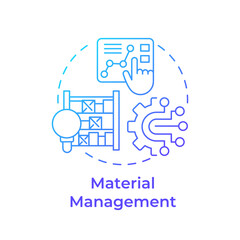 Material management blue gradient concept icon. Supply chain logistics. Resource planning. Round shape line illustration. Abstract idea. Graphic design. Easy to use in infographic, article