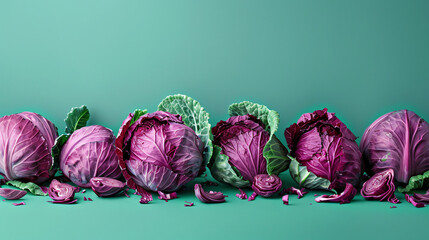 Red Cabbage Isolated on a green Background