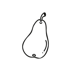 Vector single clipart of pears in doodle style. Stock isolated image on a white background.