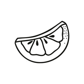 recommend clip art: Hand drawn orange slice in doodle style. Single element Stock isolated image on a white background.