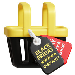 shopping bag black friday discount 3d icon