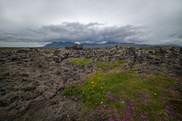Mountains and stormy clouds in Iceland