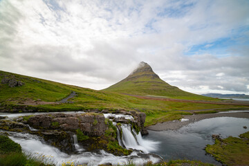 Landscape with waterfall in Iceland