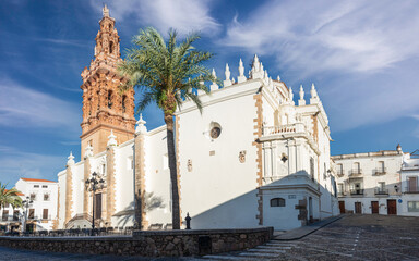 Obraz premium San Miguel church in Plaza of Spain, Jerez de los Caballeros