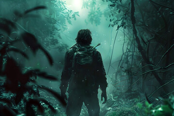 Lone Survivor Navigates Zombie-infested Forest Seeking Refuge from Horrors Lurking in the Shadows