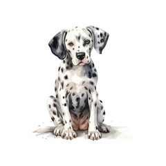 Watercolor Painting of a Cute Dalmatian Puppy. Vector illustration design.