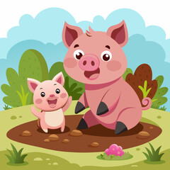 happy-piglet-and-parent-in-mud