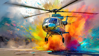 Vivid helicopter - obrazy, fototapety, plakaty