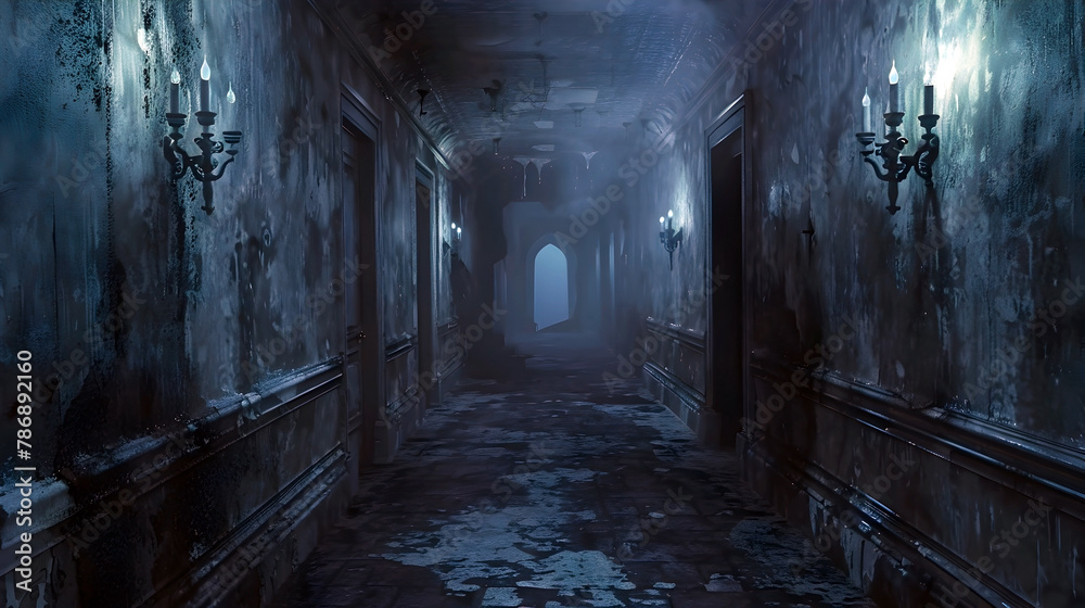 Canvas Prints Sinister Ghouls Haunt the Abandoned Mansion,Their Laughter Echoing Through the Isolated Halls in Hyper-Detailed 3D Cinematic Render