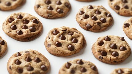 Generate a mouthwatering 3D rendering of isolated chocolate chip cookies on a clean white background
