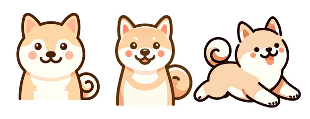 Fototapeta premium set of cute shiba dog cute shiba dog 